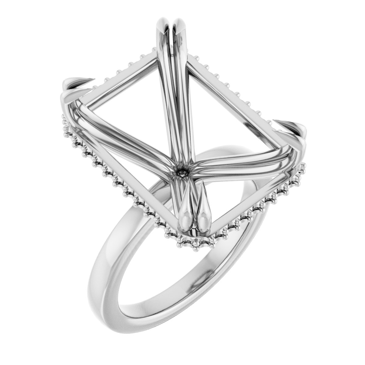 Double-Claw Hidden Halo-Style Engagement Ring