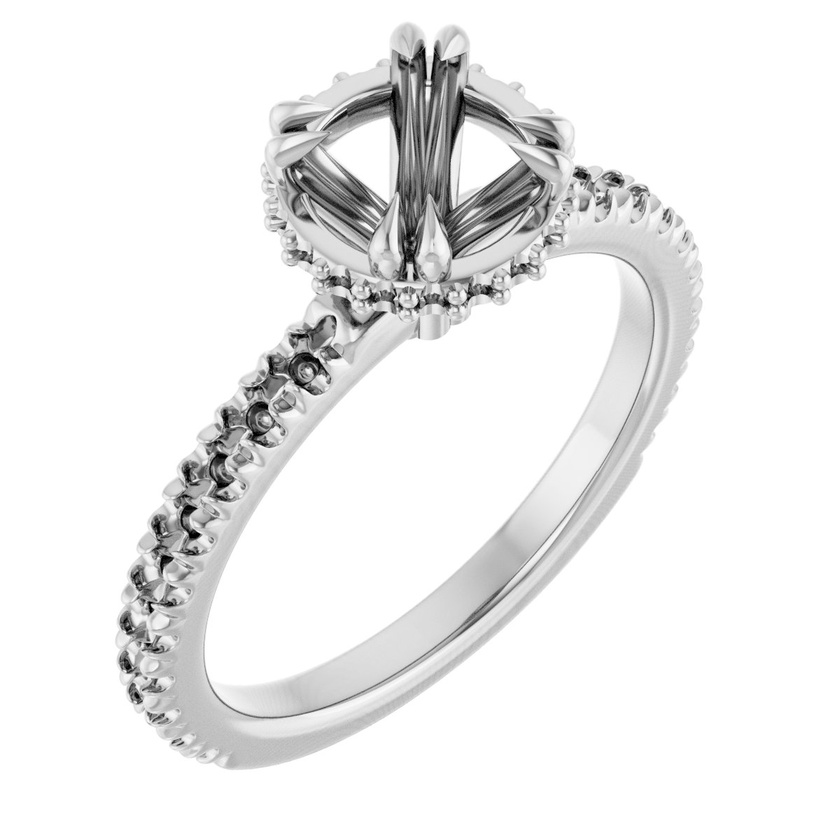 Double-Claw Hidden Halo-Style Engagement Ring