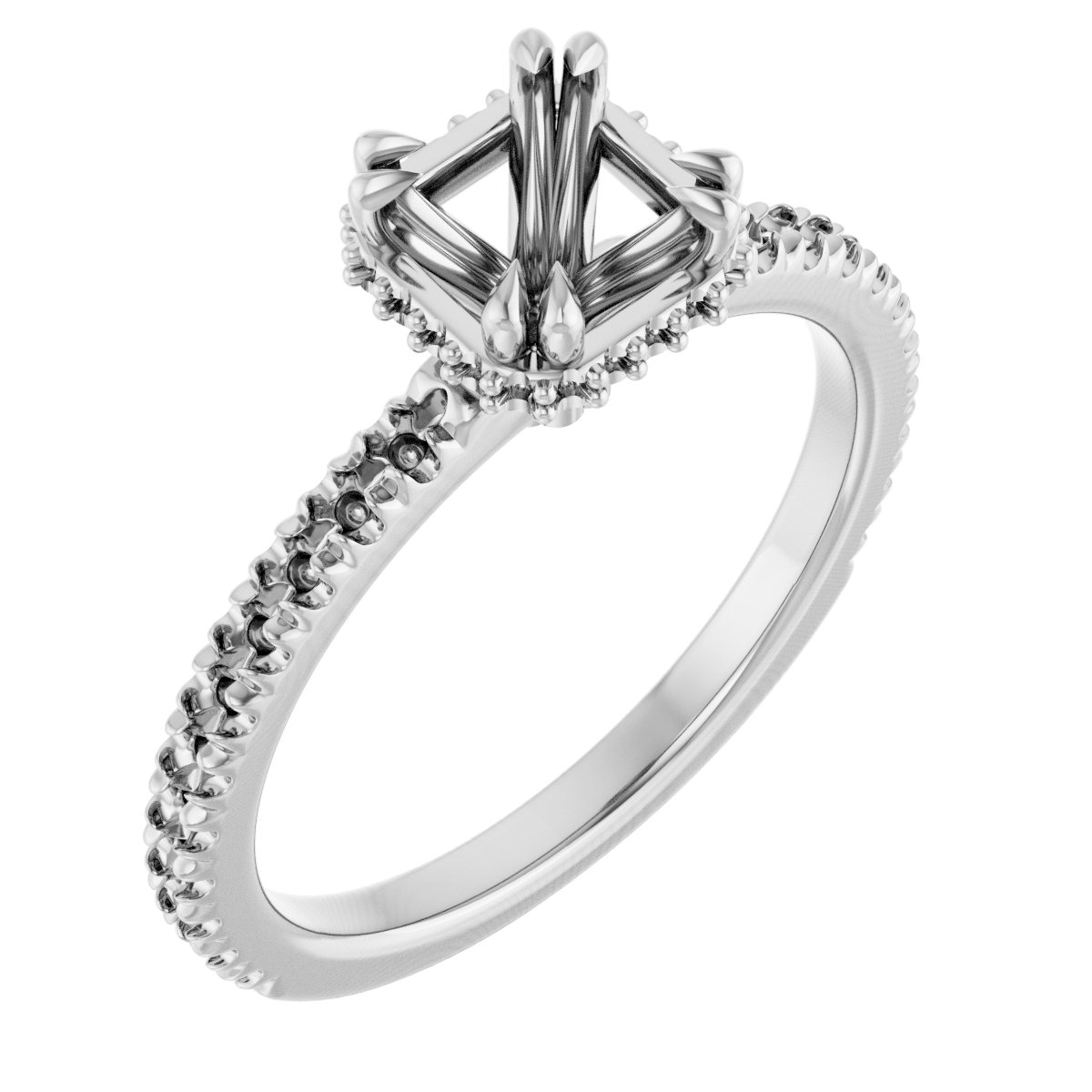 Double-Claw Hidden Halo-Style Engagement Ring