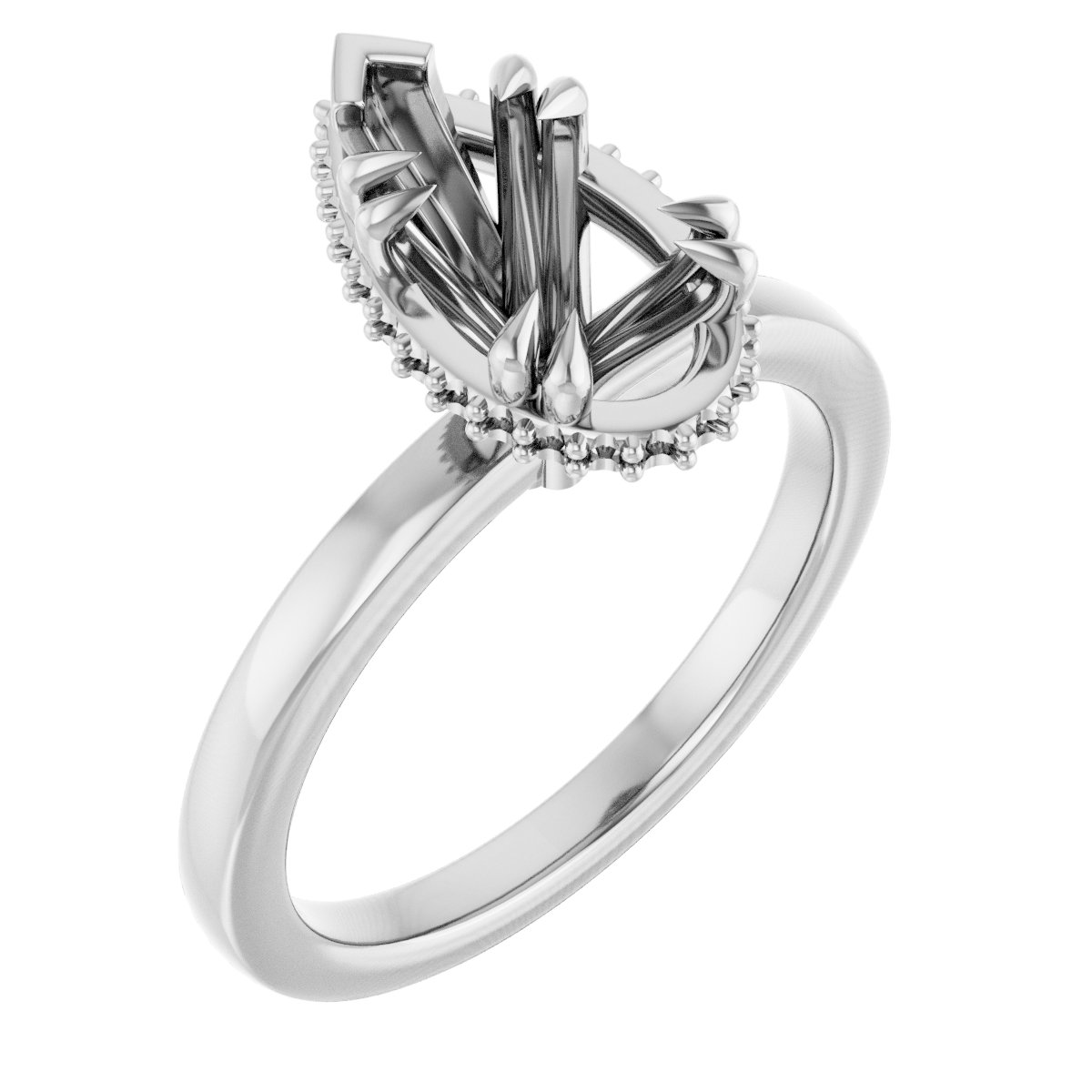 Double-Claw Hidden Halo-Style Engagement Ring