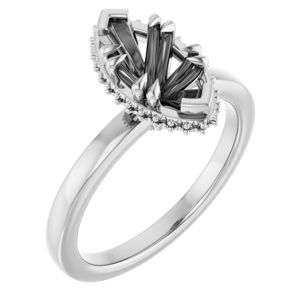 Double-Claw Hidden Halo-Style Engagement Ring