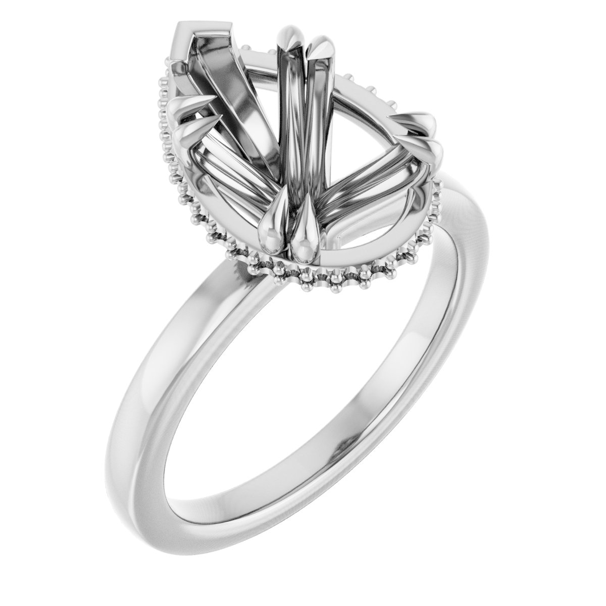 Double-Claw Hidden Halo-Style Engagement Ring
