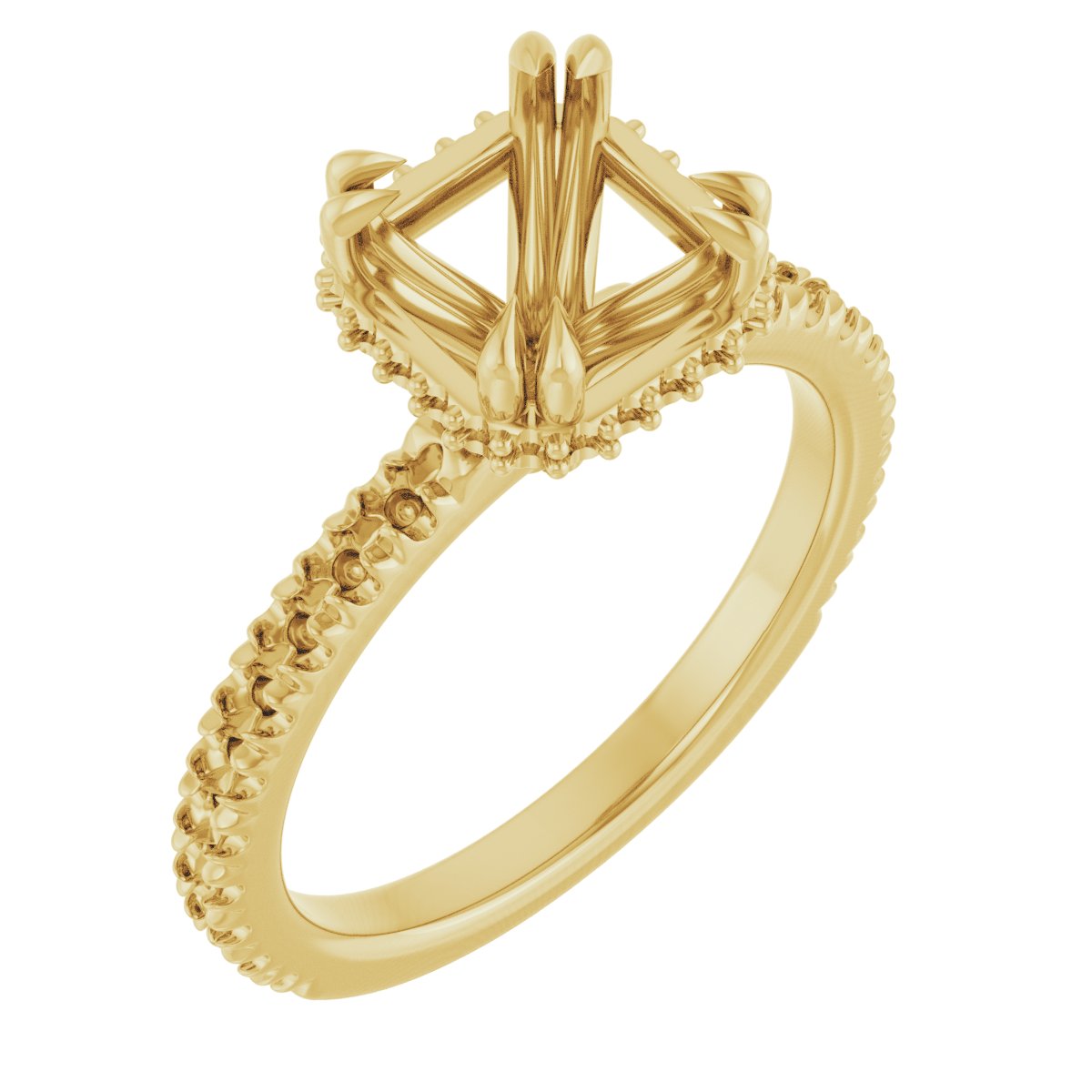 Double-Claw Hidden Halo-Style Engagement Ring