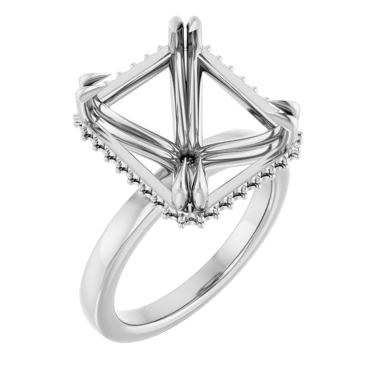 Double-Claw Hidden Halo-Style Engagement Ring