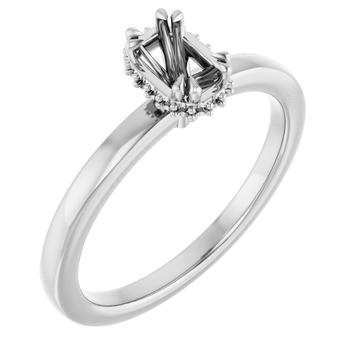 Double-Claw Hidden Halo-Style Engagement Ring