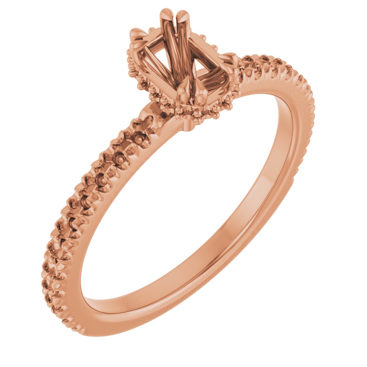 Double-Claw Hidden Halo-Style Engagement Ring