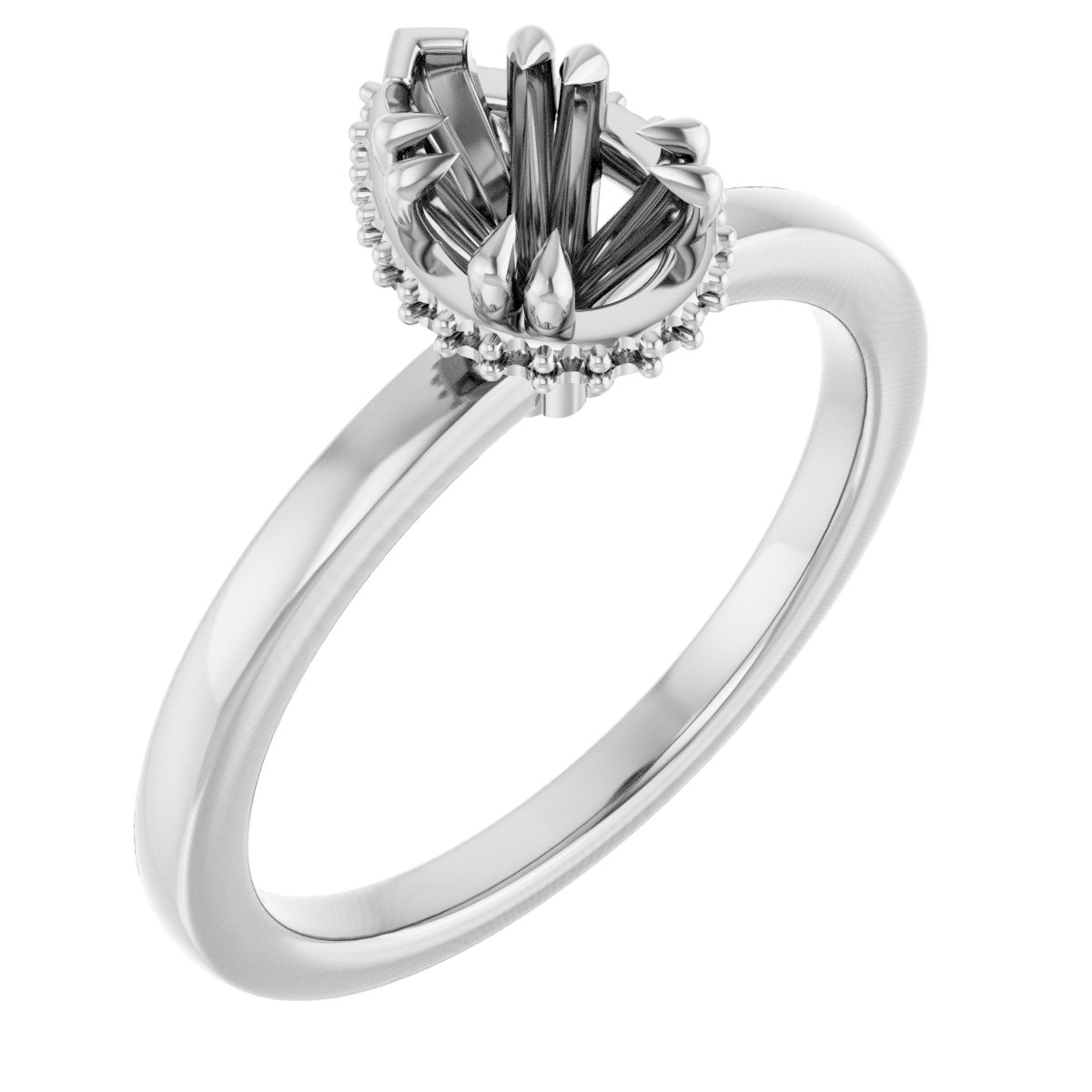 Double-Claw Hidden Halo-Style Engagement Ring