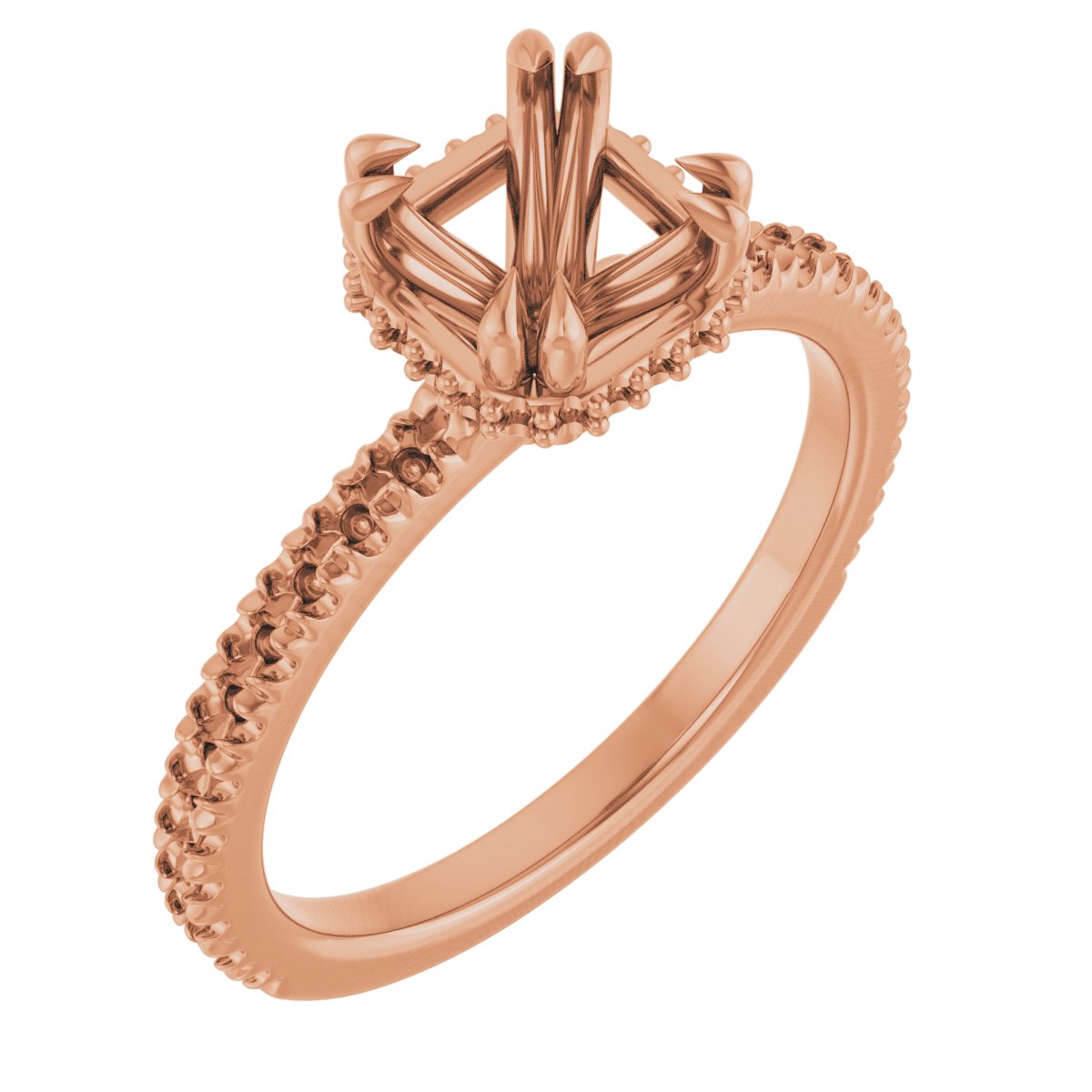 Double-Claw Hidden Halo-Style Engagement Ring