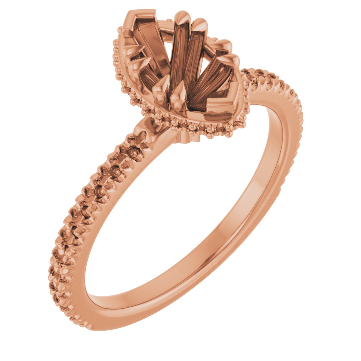 Double-Claw Hidden Halo-Style Engagement Ring