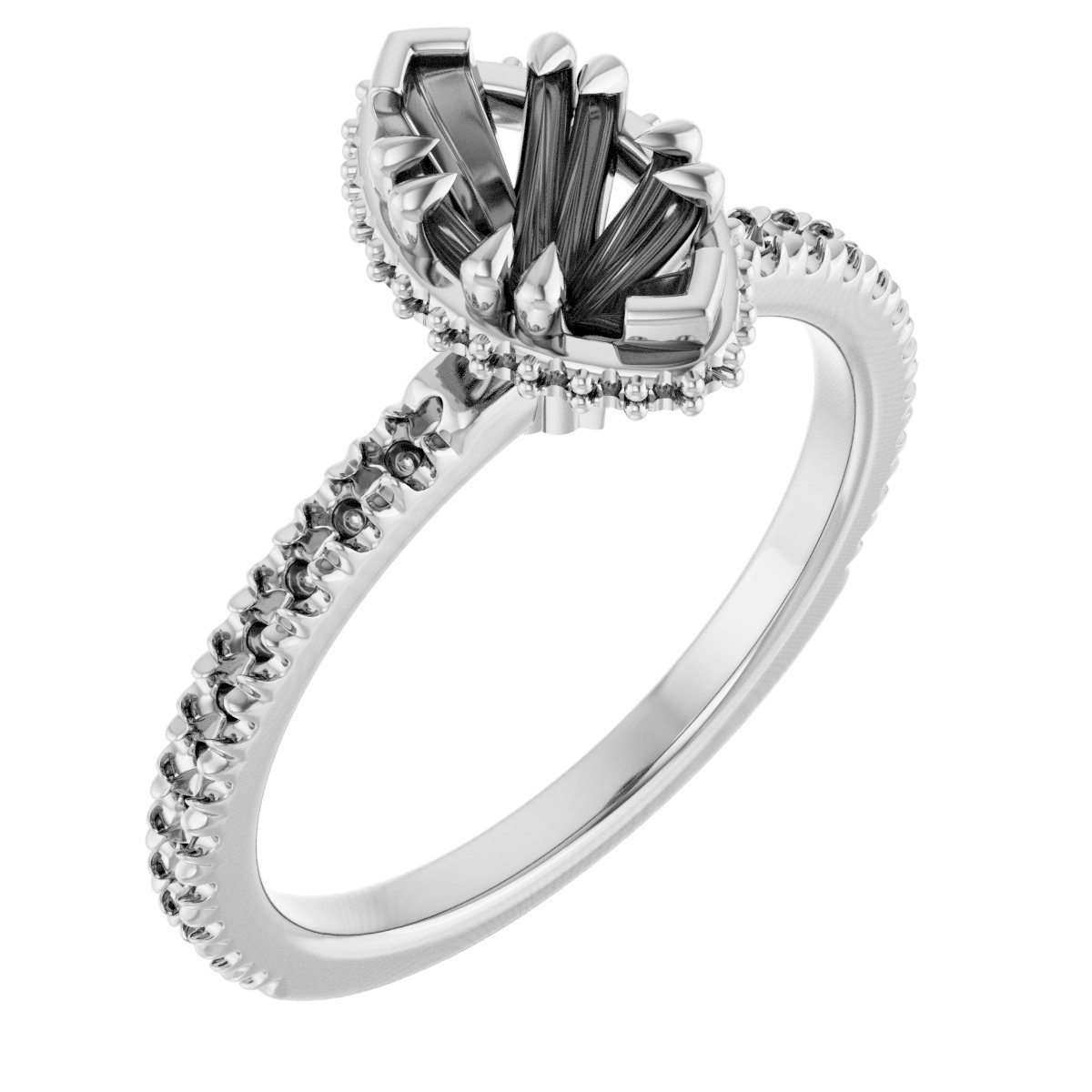 Double-Claw Hidden Halo-Style Engagement Ring