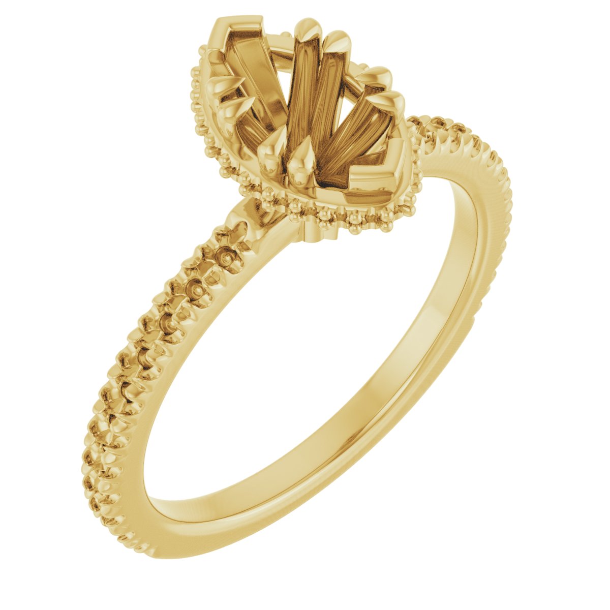 Double-Claw Hidden Halo-Style Engagement Ring