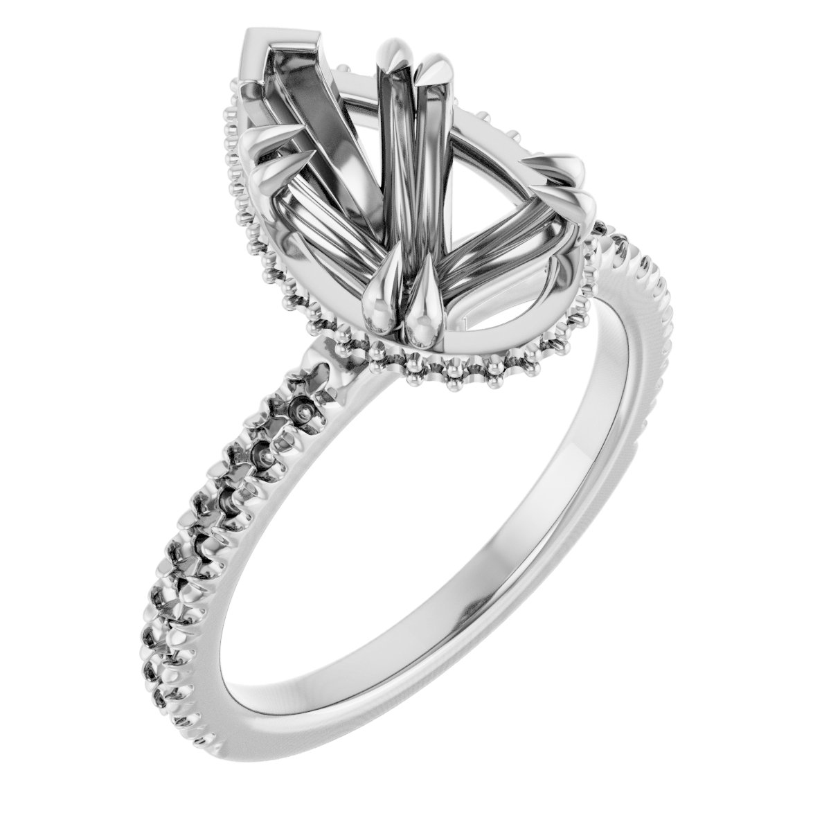 Double-Claw Hidden Halo-Style Engagement Ring