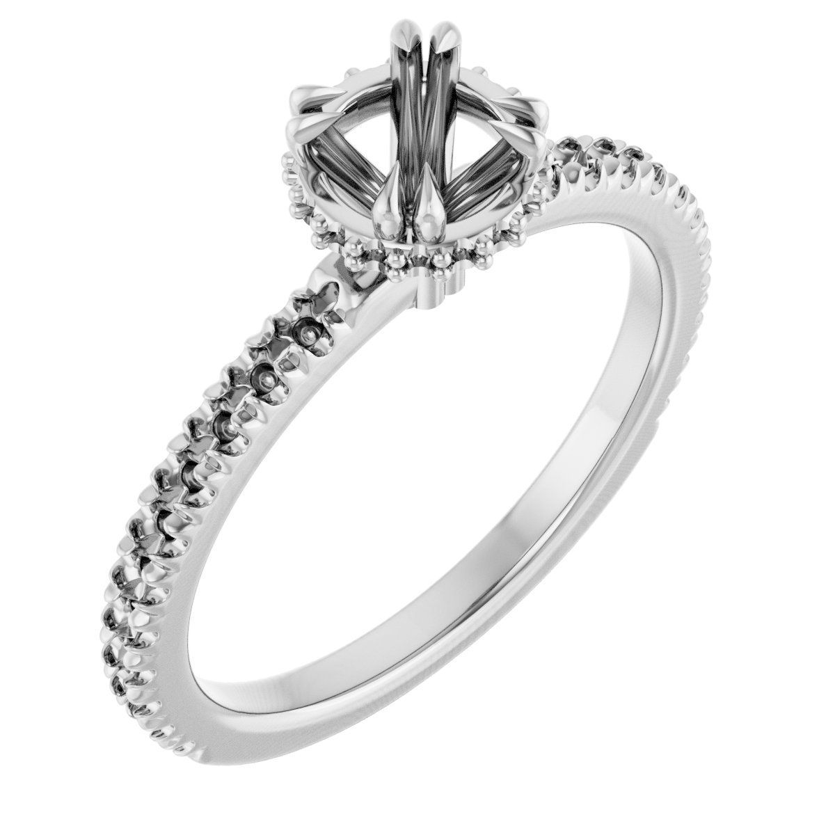 Double-Claw Hidden Halo-Style Engagement Ring