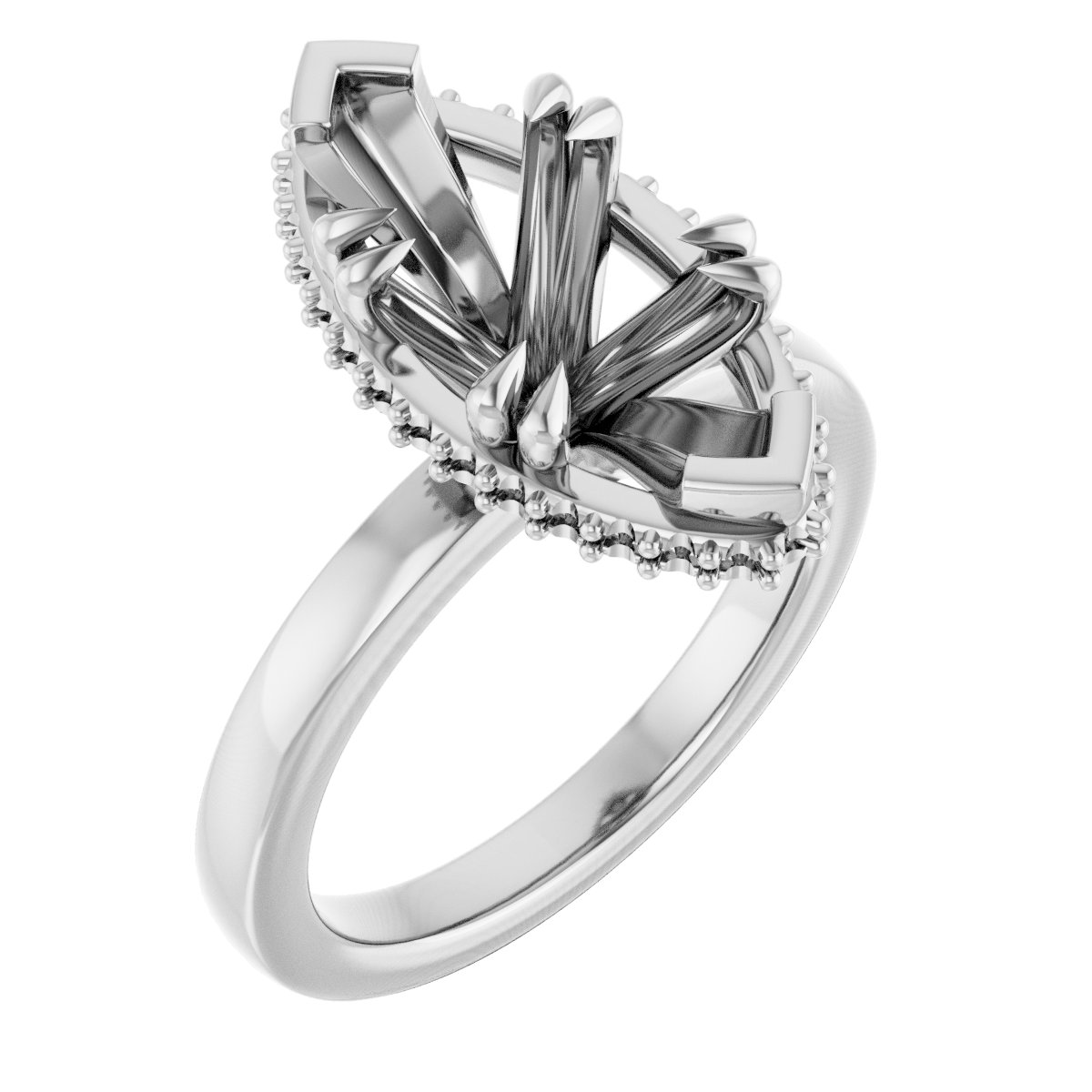 Double-Claw Hidden Halo-Style Engagement Ring