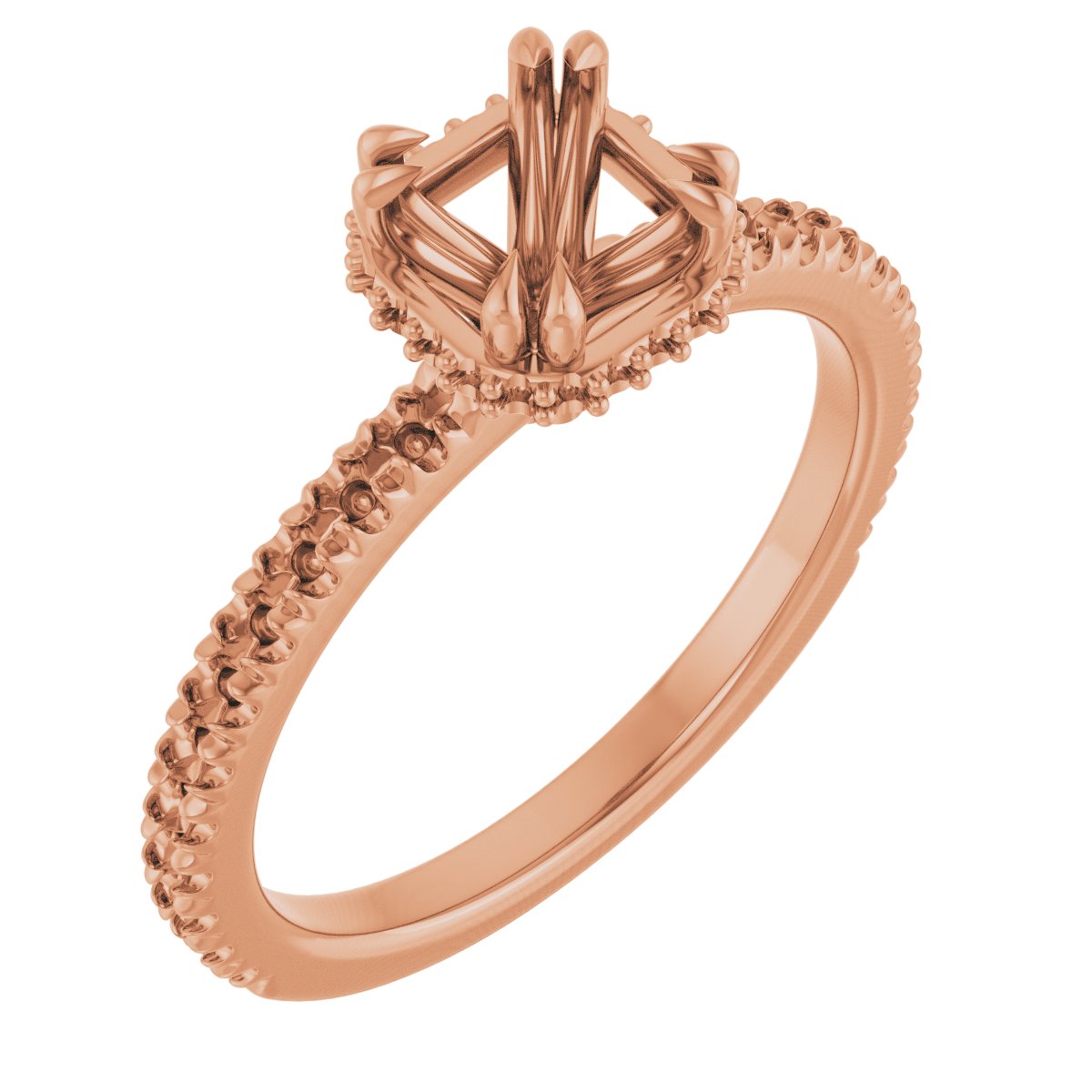 Double-Claw Hidden Halo-Style Engagement Ring