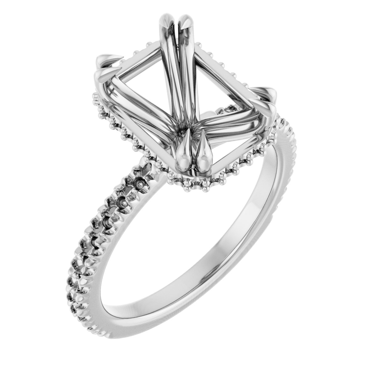 Double-Claw Hidden Halo-Style Engagement Ring