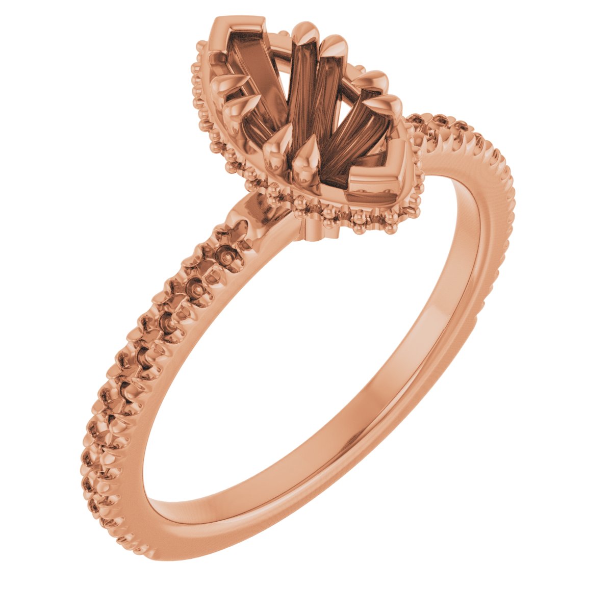 Double-Claw Hidden Halo-Style Engagement Ring