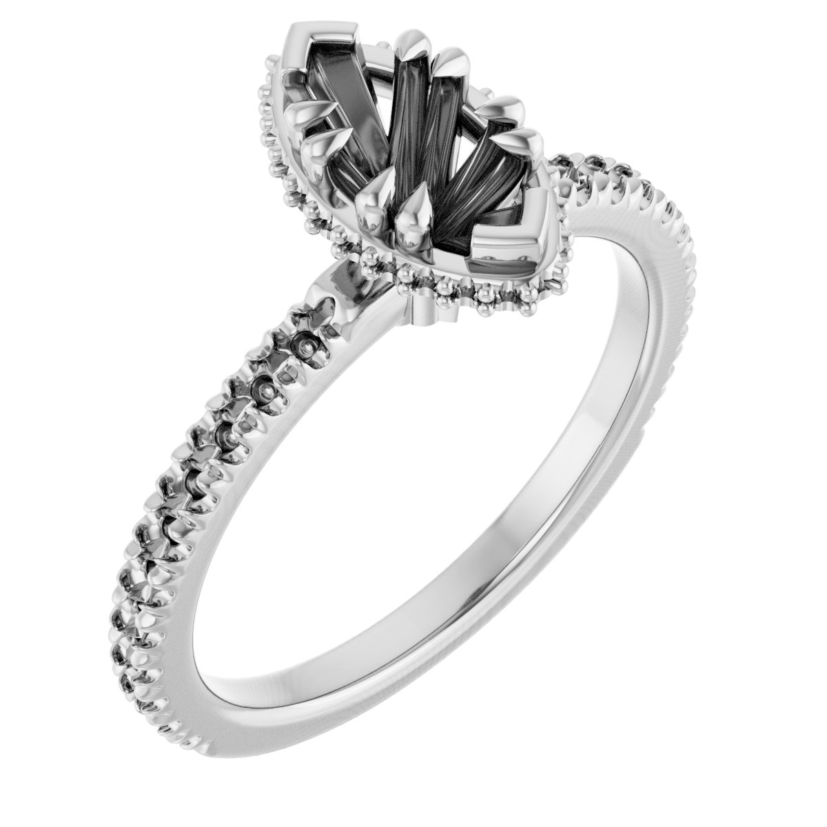 Double-Claw Hidden Halo-Style Engagement Ring