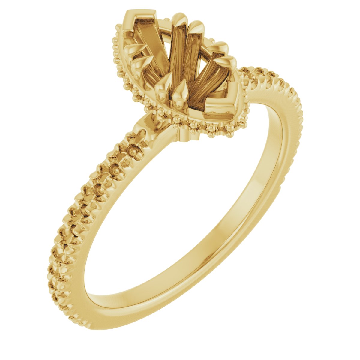 Double-Claw Hidden Halo-Style Engagement Ring