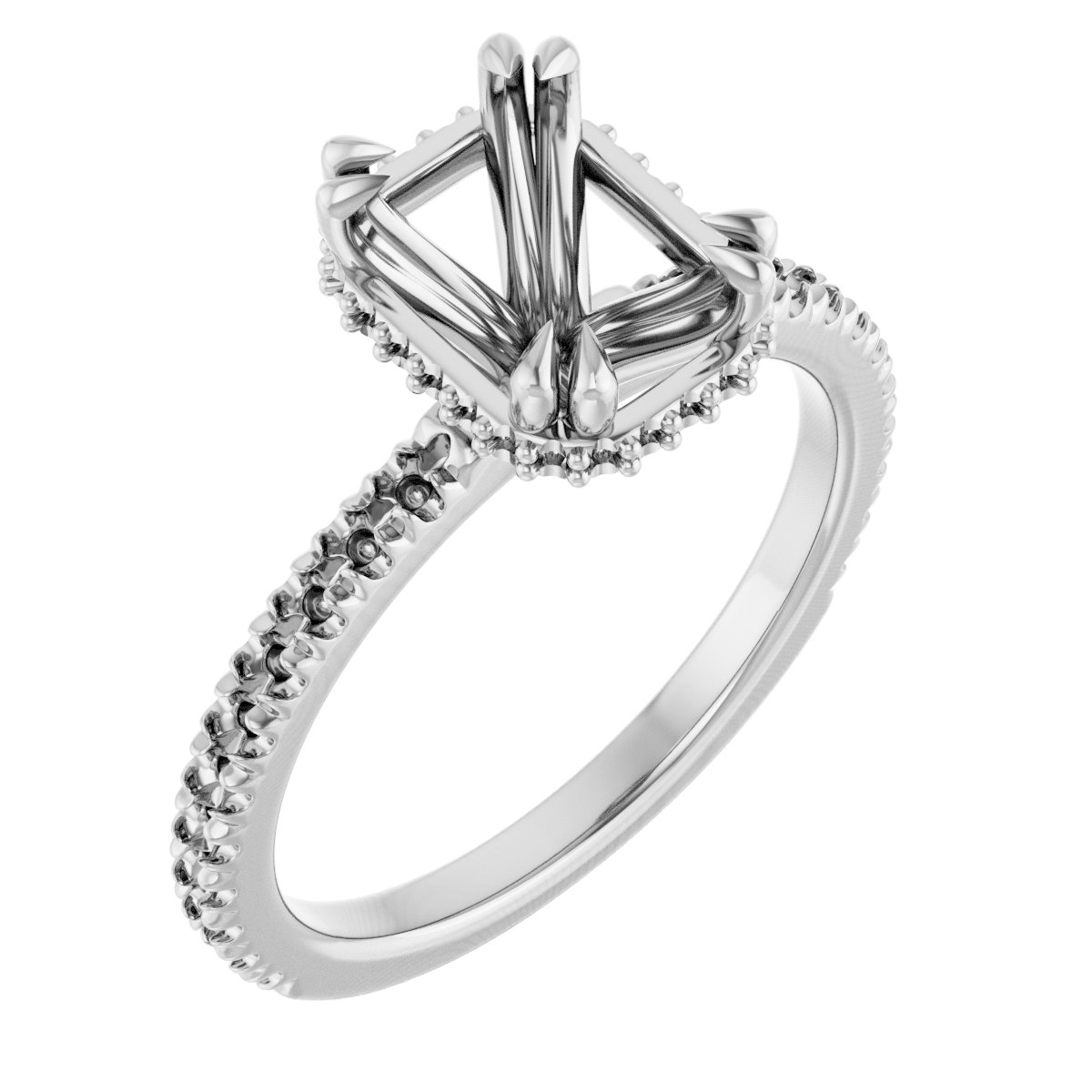 Double-Claw Hidden Halo-Style Engagement Ring