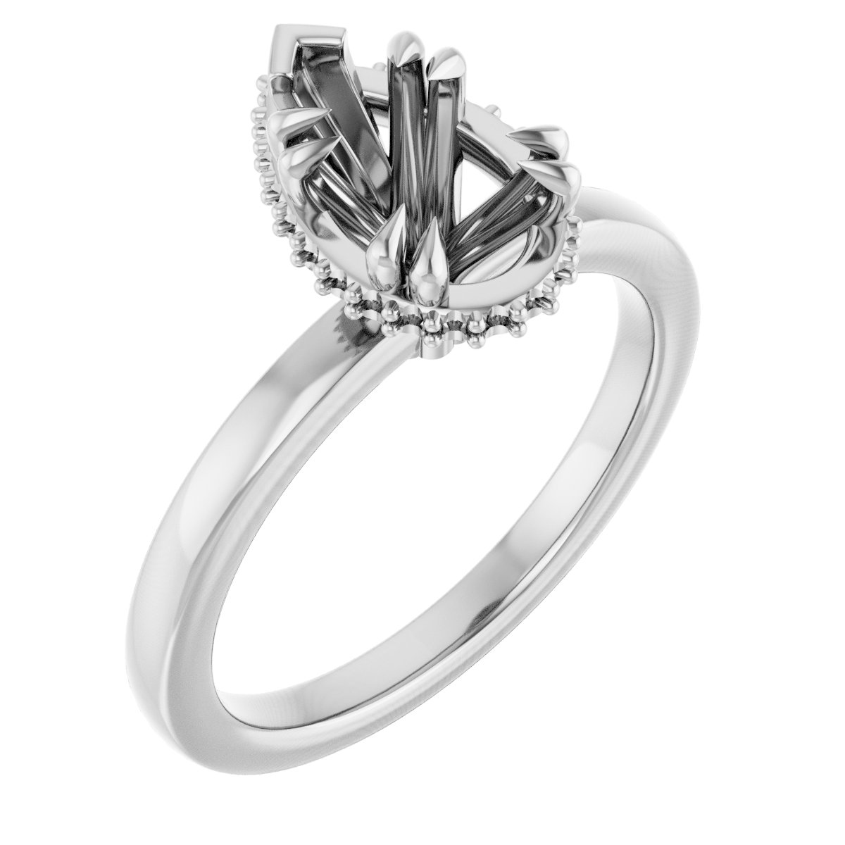 Double-Claw Hidden Halo-Style Engagement Ring