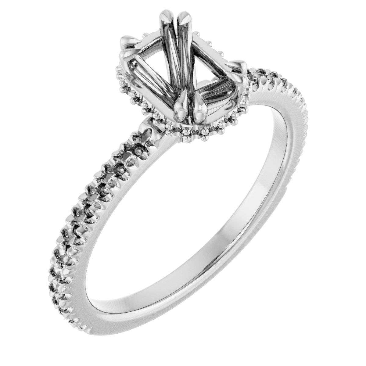 Double-Claw Hidden Halo-Style Engagement Ring