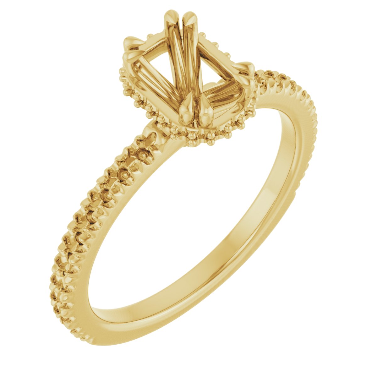 Double-Claw Hidden Halo-Style Engagement Ring