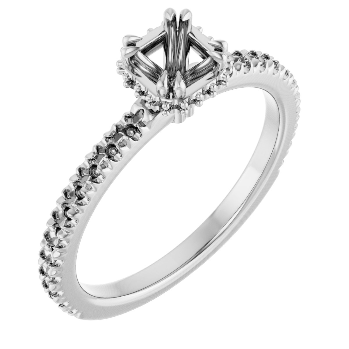 Double-Claw Hidden Halo-Style Engagement Ring