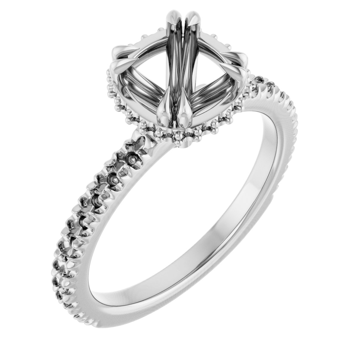 Double-Claw Hidden Halo-Style Engagement Ring