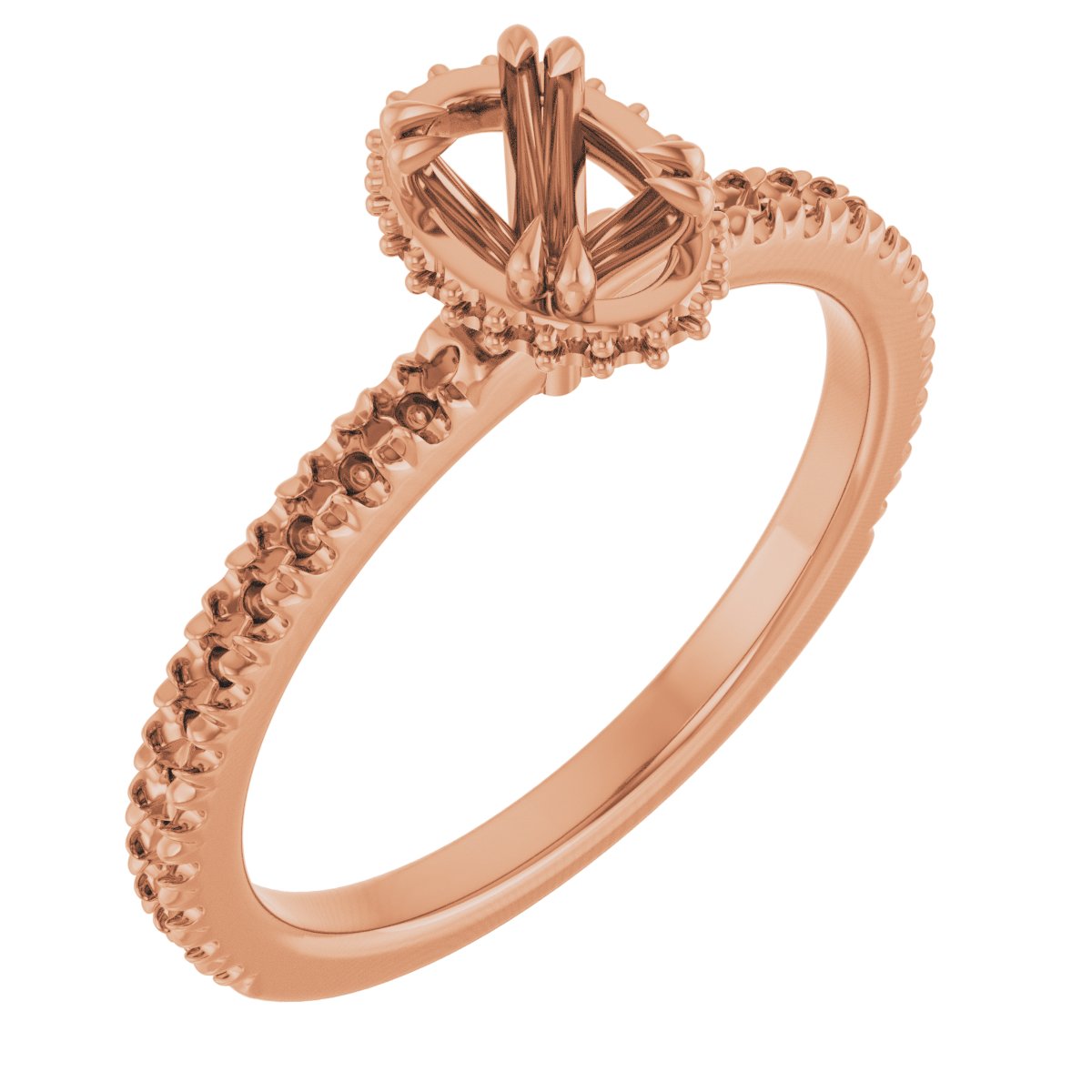 Double-Claw Hidden Halo-Style Engagement Ring