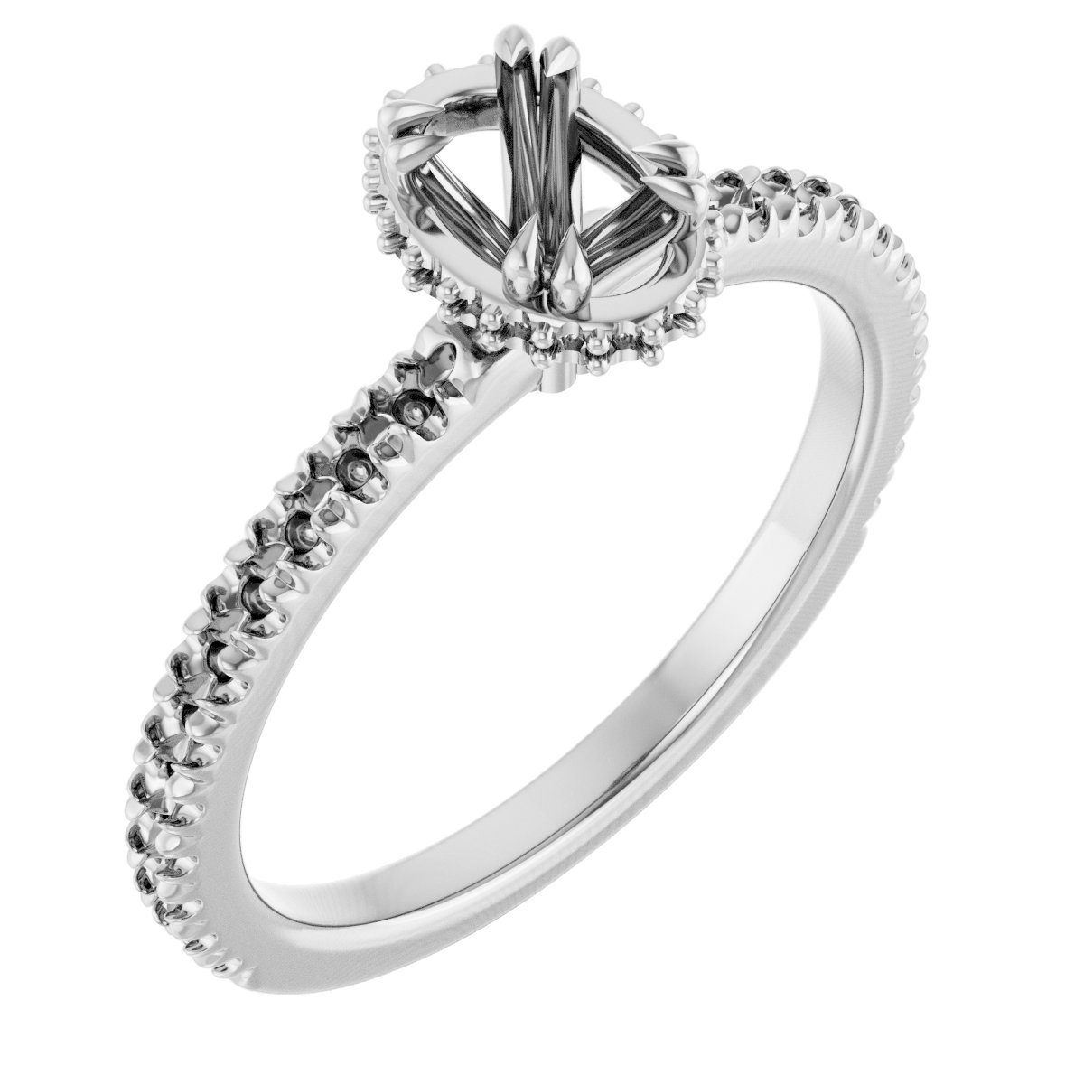 Double-Claw Hidden Halo-Style Engagement Ring