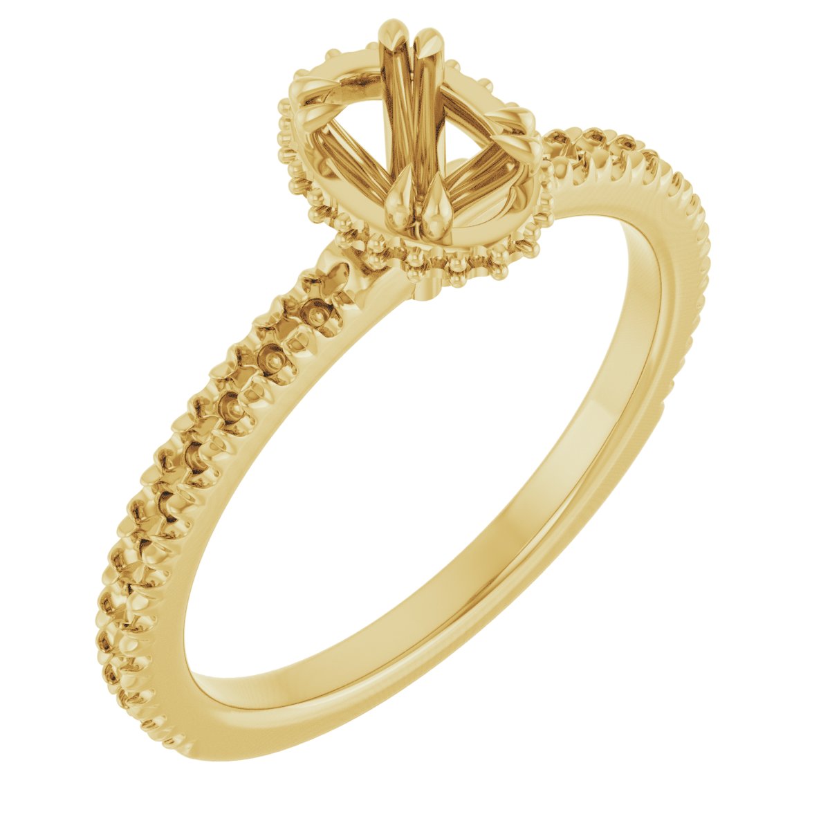 Double-Claw Hidden Halo-Style Engagement Ring
