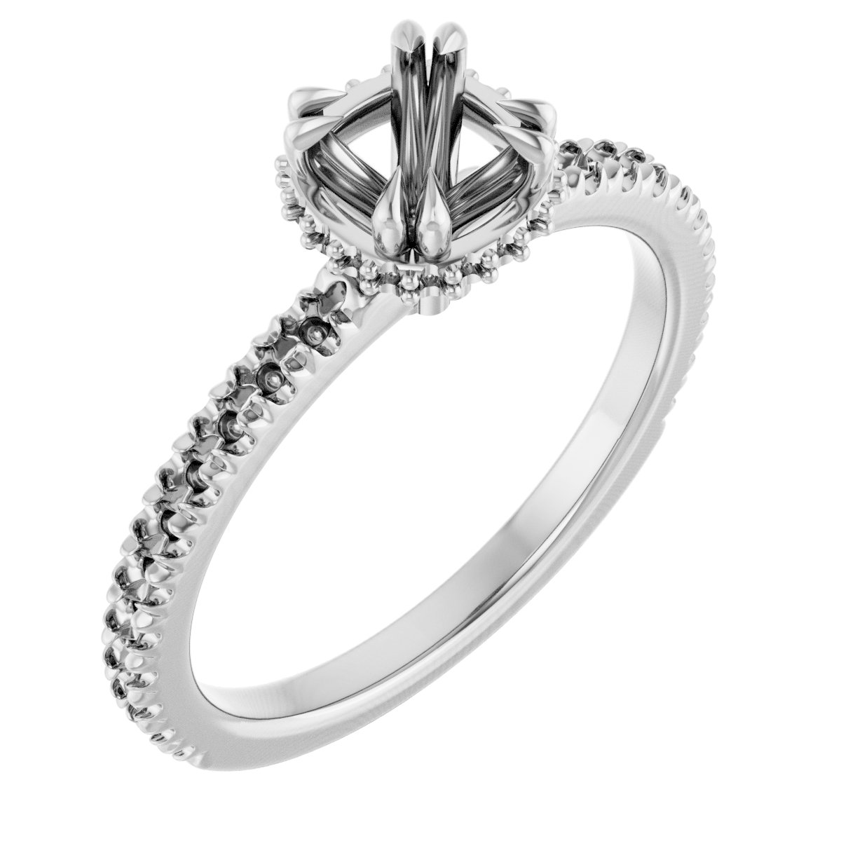 Double-Claw Hidden Halo-Style Engagement Ring