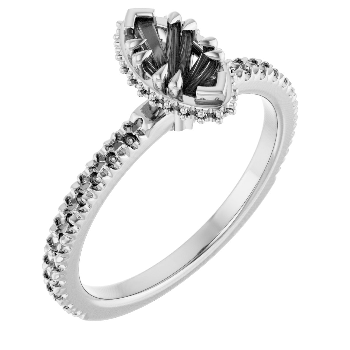Double-Claw Hidden Halo-Style Engagement Ring