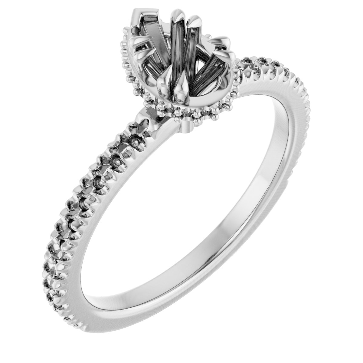 Double-Claw Hidden Halo-Style Engagement Ring
