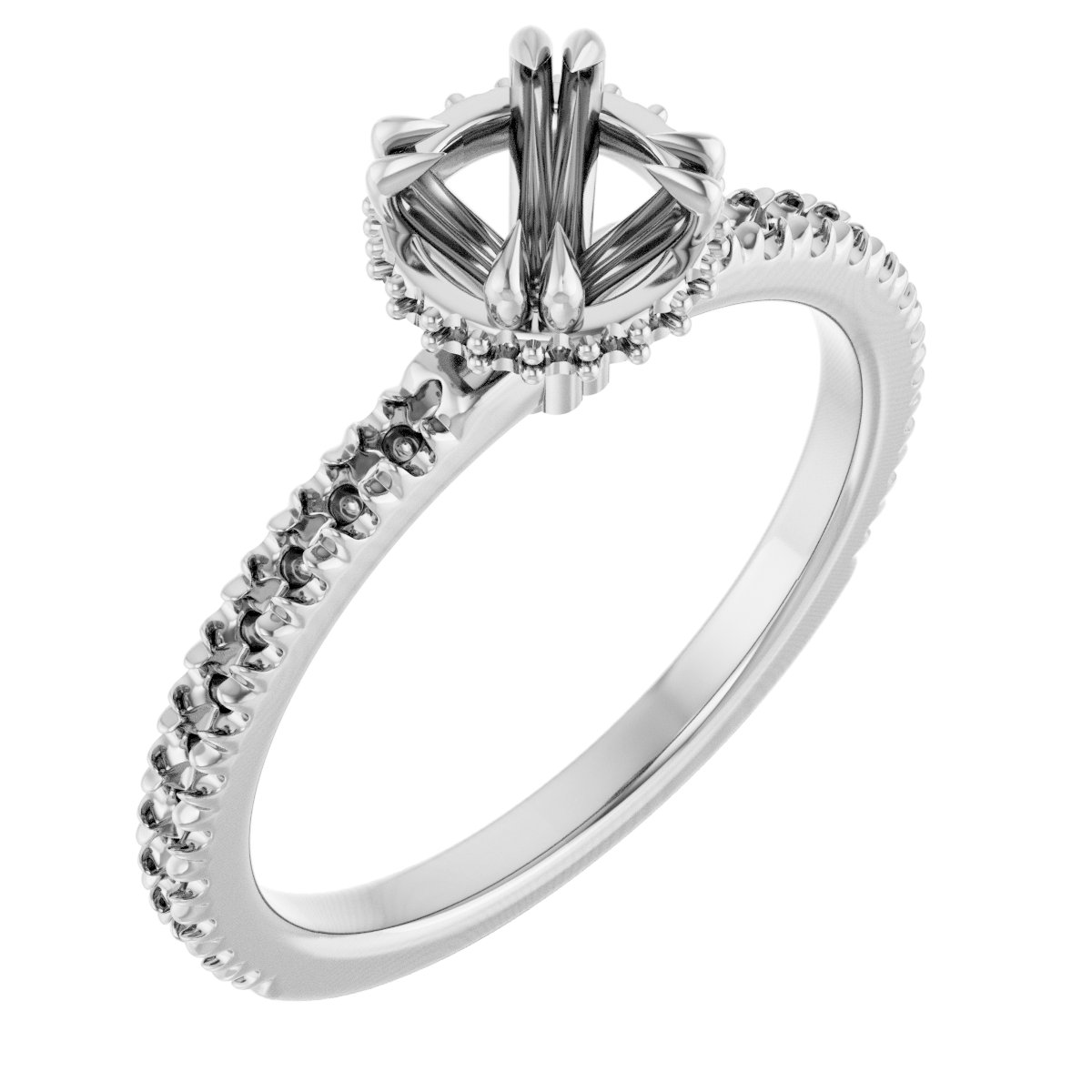 Double-Claw Hidden Halo-Style Engagement Ring