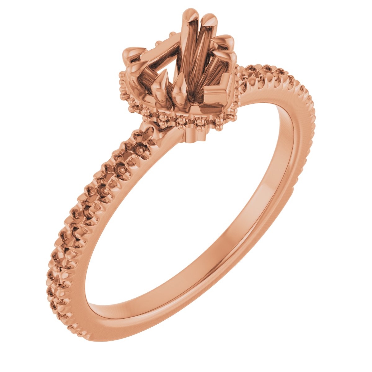 Double-Claw Hidden Halo-Style Engagement Ring
