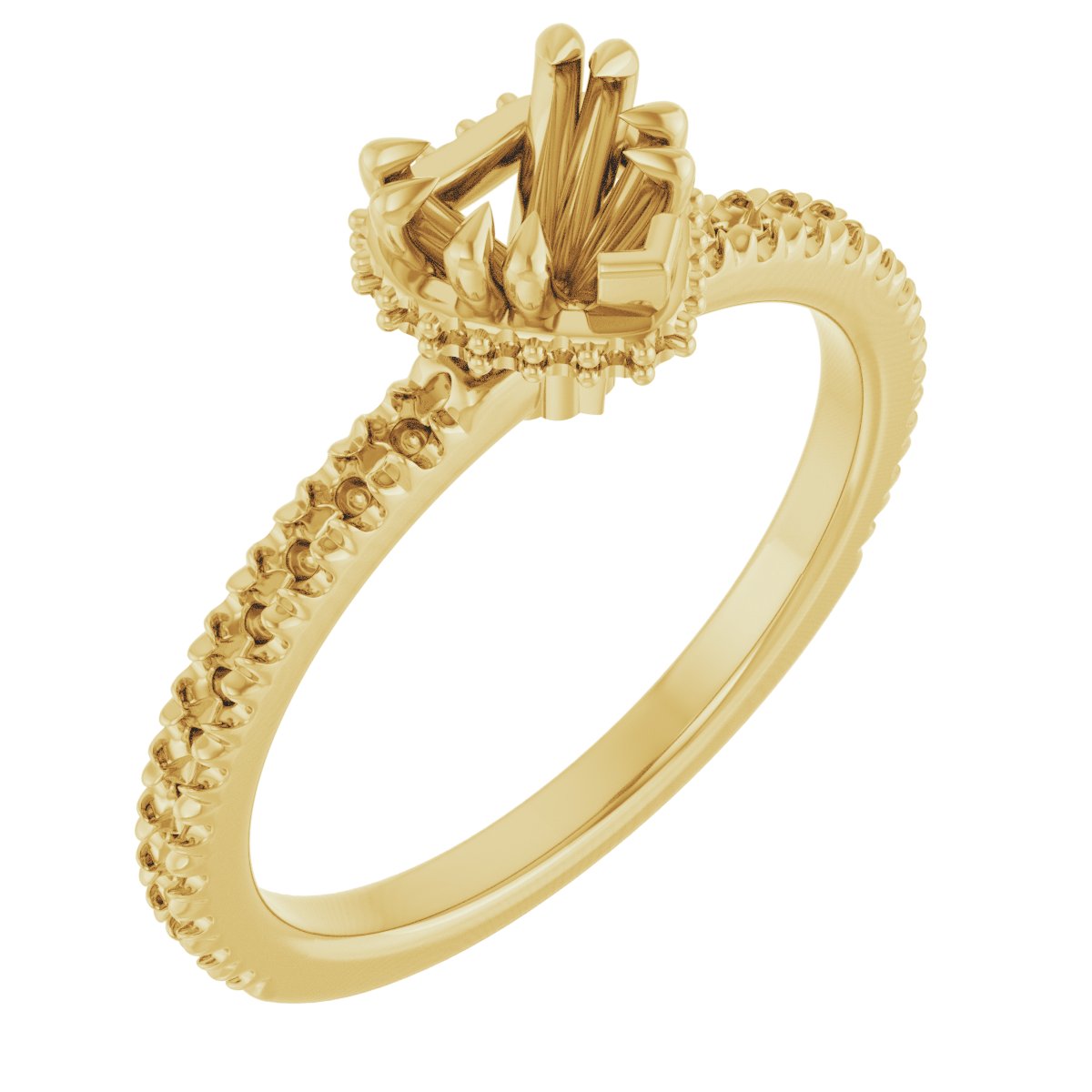 Double-Claw Hidden Halo-Style Engagement Ring