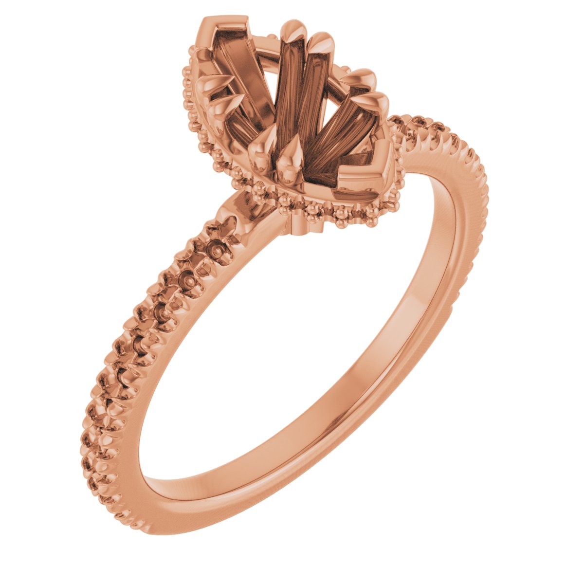 Double-Claw Hidden Halo-Style Engagement Ring