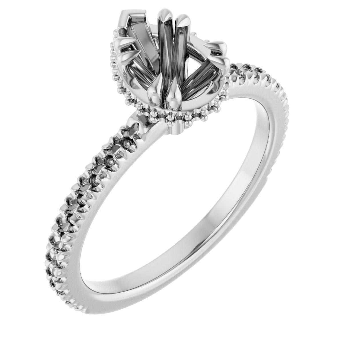 Double-Claw Hidden Halo-Style Engagement Ring