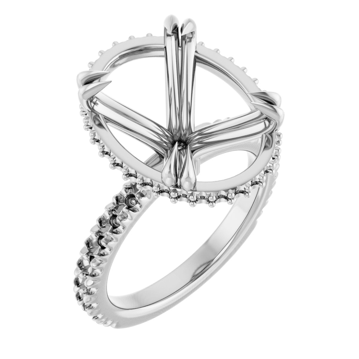 Double-Claw Hidden Halo-Style Engagement Ring