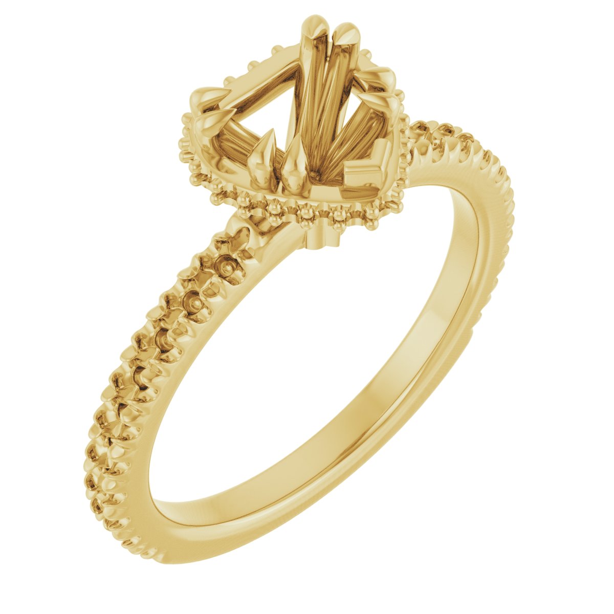 Double-Claw Hidden Halo-Style Engagement Ring