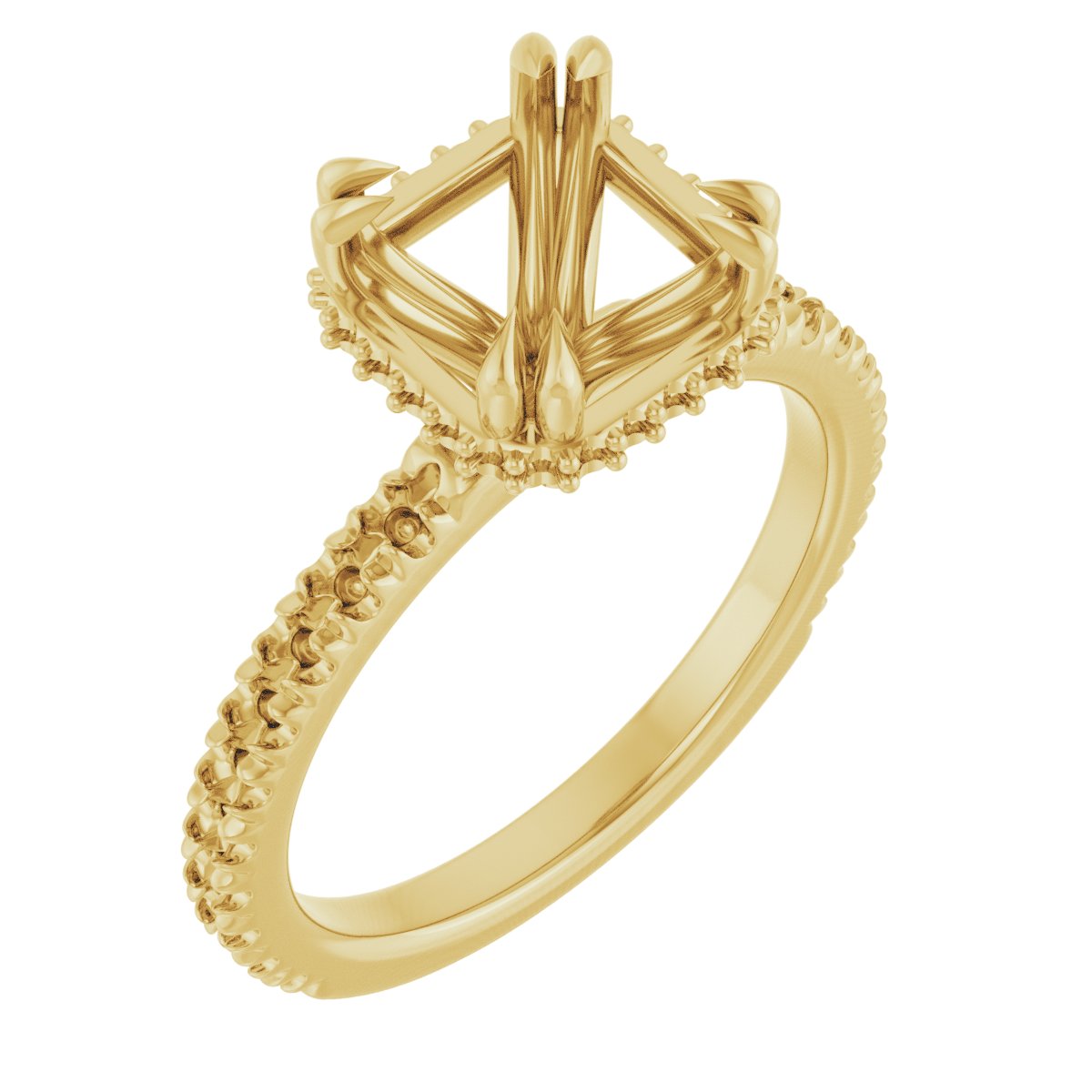 Double-Claw Hidden Halo-Style Engagement Ring