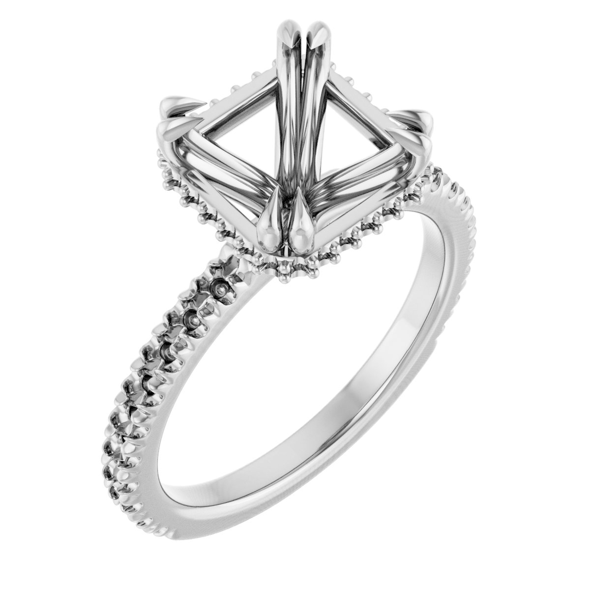 Double-Claw Hidden Halo-Style Engagement Ring