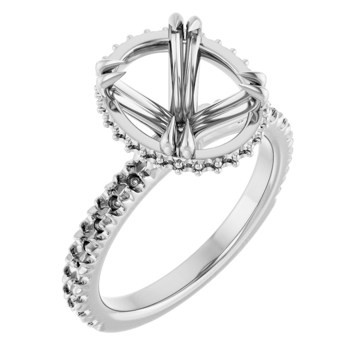 Double-Claw Hidden Halo-Style Engagement Ring
