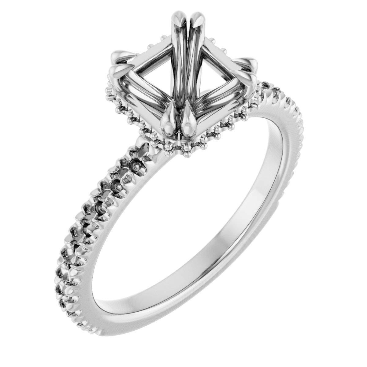 Double-Claw Hidden Halo-Style Engagement Ring