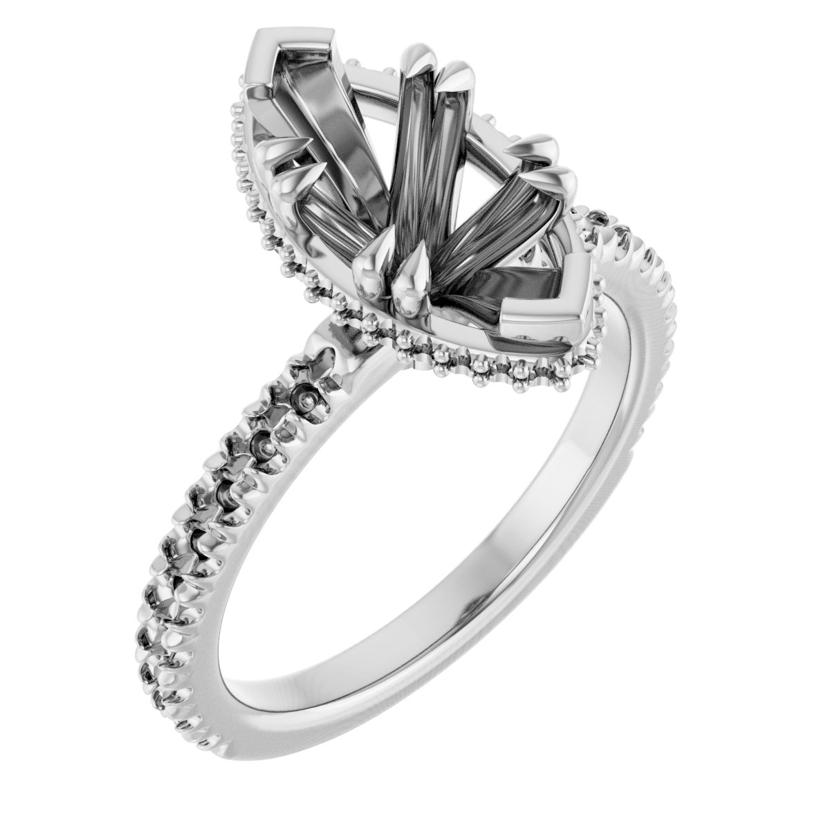 Double-Claw Hidden Halo-Style Engagement Ring
