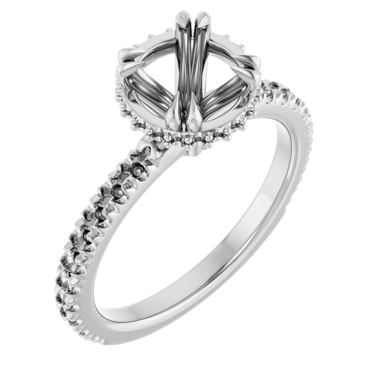 Double-Claw Hidden Halo-Style Engagement Ring