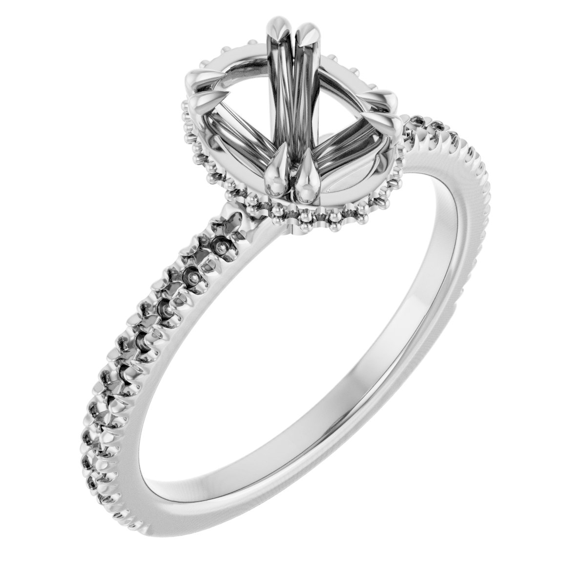 Double-Claw Hidden Halo-Style Engagement Ring