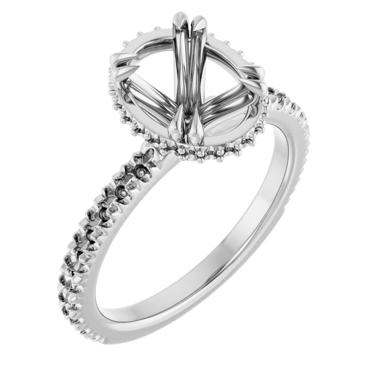 Double-Claw Hidden Halo-Style Engagement Ring